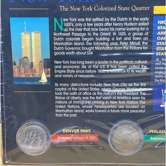 New York Colorized State Quarter INOP with cellophane wrap and COA - Picture 2 of 5